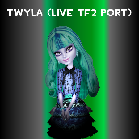 Twyla_LiveTF2 colored skin, pale skin, long green and blue striped hair