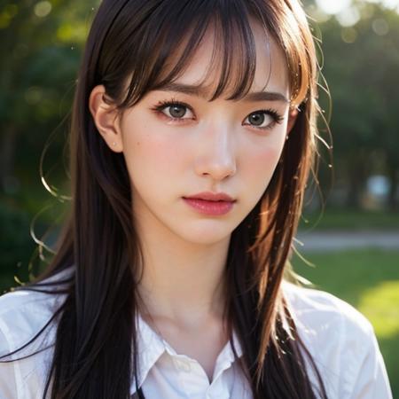 8k,hdr, beautiful, cute, masterpiece, (best quality:1.5), (realistic:1.5),(photorealistic:1.5),ultra detailed, detailed face, realistic face, (realistic skin:1.37), (intricate:1.5), woman, solo, blunt bangs, pale skin, (close-up photo:1), portrait photo, perfect lighting, (school uniform), (thigh high),(class room), (small breast:1.2), slim, slender, natural makeup, 