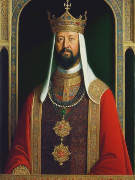 <lyco:JanVanEyck:1.0> a painting of King Abdullah bin Abdulaziz by Jan van Eyck