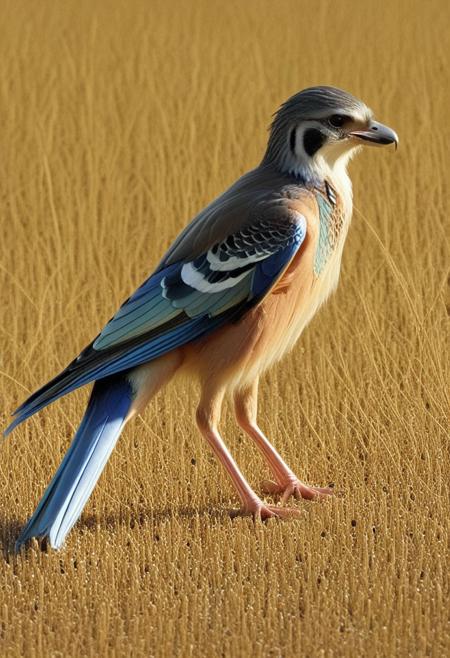 (qu4ntum:3), (close up:1.8), photo,  photo_realistic, (Quantum Punk bird:1.6), no people, (outdoors:2), (forest), (hawk), flying.