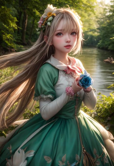 girl in a forest with floating flowers, river, puffy, puffy cheeks, cute,
vibrant colors, colorful art style, 
soft lighting, soft shadows, detailed textures, dynamic lighting,  
nice hands, perfect hands, 
<lyco:GoodHands-beta2:1.0> 
<lora:add_detail:1>