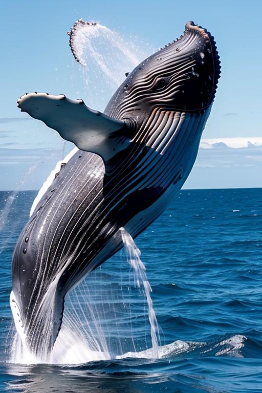 A large whale with its tail in the air, swimming in the ocean.