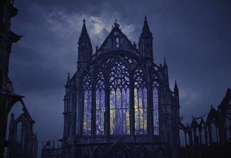 A gothic landscape: a crumbling abbey shrouded in a cool gray fog, silhouetted against a night sky of deep indigo and violet. Gargoyles perch ominously, and a spectral light in shades of pale yellow emanates from a stained glass window. Style: Chiaroscuro, dark palette, hyperdetailed.
advntr