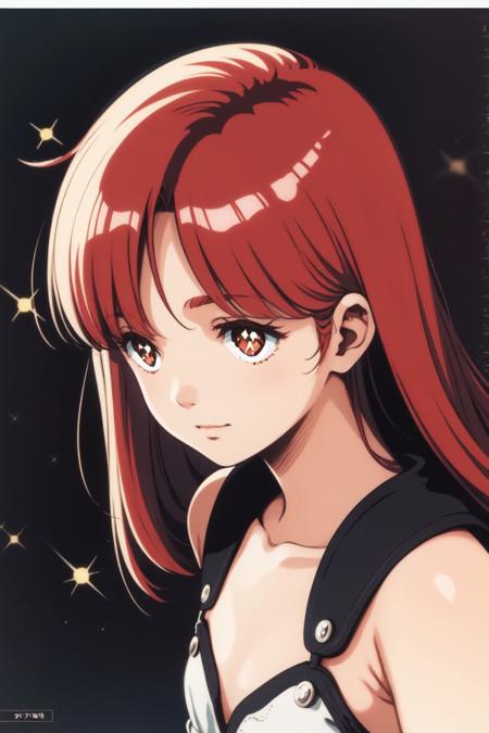 portrait, solo, 1girl, red hair, pupils sparkling, looking down, flat chest  <lora:Mikimoto_haruhiko_style_v01:1>