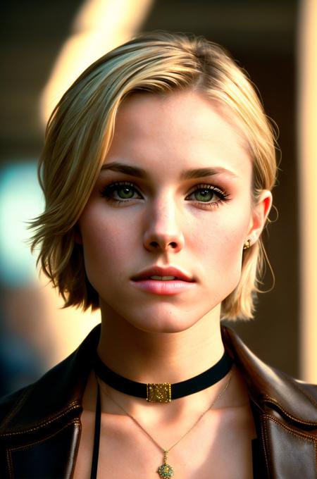 (VeronicaMars:0.99) Wearing a (black dress shirt:1.1), with a (tan shirt:0.9), (RAW, analog, Nikon Z 85mm, award winning glamour photograph, ((best quality)), ((masterpiece)), ((realistic)), radiant light rays, highres, detailed facial features, high detail, sharp focus, smooth, aesthetic, extremely detailed, stamp, octane render, photo_\(ultra\), photorealistic, realistic, post-processing, max detail, realistic shadows, roughness, natural skin texture, real life, ultra realistic, photorealism, photography, 8k uhd, photography, hdr, intricate, elegant, highly detailed, sharp focus, radiant light rays), ( (skin:1.1), (artstation:1.2),( epic realistic:1.3), (hdr:1.4), (violetshot:0.7), intricate details, (rutkowski:0.8), intricate , cinematic, detailed, muted colors)