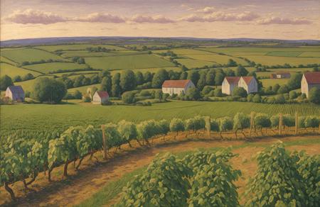 style of Henry Moret, farm ,garden ,vineyard ,orchard , Farmland/Cultivated , scene painting,a painting,scenery,