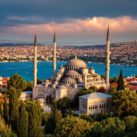 a briliant landscape from istanbul and the sultan ahmet mosque