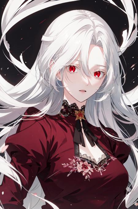 masterpiece, (best quality), 1girl , white hair, Raviel, red eyes masterpiece, (best quality), 1girl , white hair, Raviel, red eyes, schooluniform