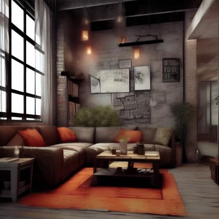 Grunge style interior design 