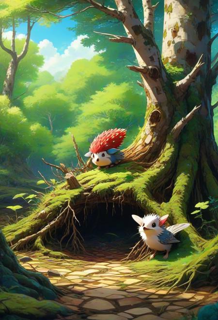 anime artwork anime artwork  a wanderer between worlds in flowing clothes, (epic landscape:1.5),  (style Super Deformed drawing), (style Super Deformed painting),best quality, masterpiece, extremely detailed,  professional  art,  professional painting, an extremely delicate and beautiful, dynamic,  great lighting, perfect shading, professional shading, depth of field,   side soft light, elegant, gorgeous, highly detailed,   full shot, uncropped,   pure genious, absolutely perfect,  highly detailed, breathtaking,
Peat bog with stunted birch growth, hedgehog nest under roots, roman mosaic floor fragments,green woodpecker drumming rotten wood .
<lora:psychedelic_trip:0.7> psychedelic trip,
<lora:EldritchRomanceIllustration1.3.1:0.5>,
<lora:- SDXL - vanta-black_contrast_V3.0:0.2>,
<lora:add-detail-xl:1>,
<lora:detailed_notrigger:1>,, anime style, key visual, vibrant, studio anime,  highly detailed . anime style, key visual, vibrant, studio anime,  highly detailed