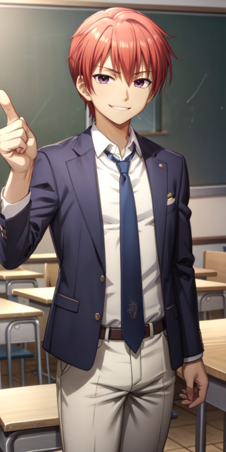 otonashi yuzuru red hair brown eyes school uniform