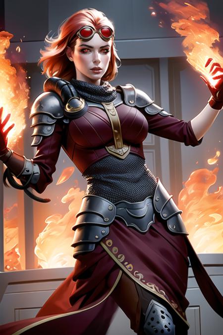 goggles,fire,red eyes, firey hair Chandra