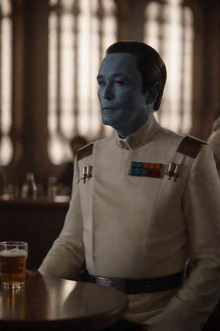 cinematic film still thrawn sitting in the cantina bar, drinking a beer <lora:Grand_Admiral_Thrawn_XL:0.7> . shallow depth of field, vignette, highly detailed, high budget Hollywood movie by park chan-wook, bokeh, cinemascope, moody, epic, gorgeous, film grain, grainy