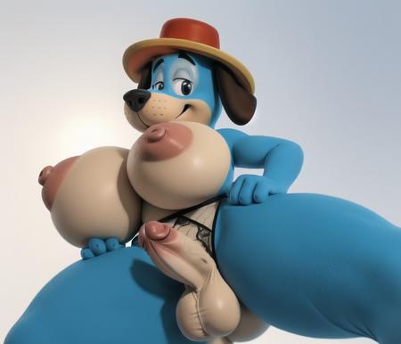 huckleberryhound, dog, blue body, toony eyes, 