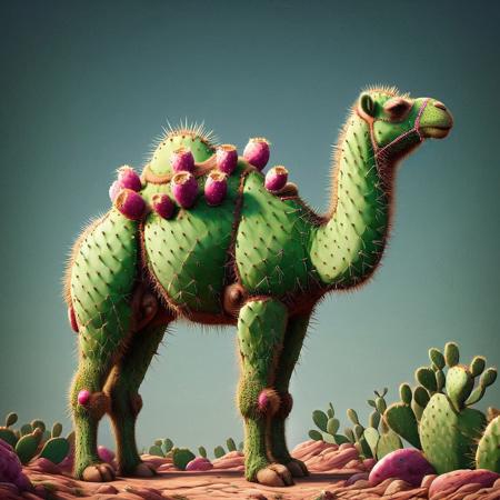 Camel <lora:Prickly Pear Style v1:1>, Prickly Pear Style,