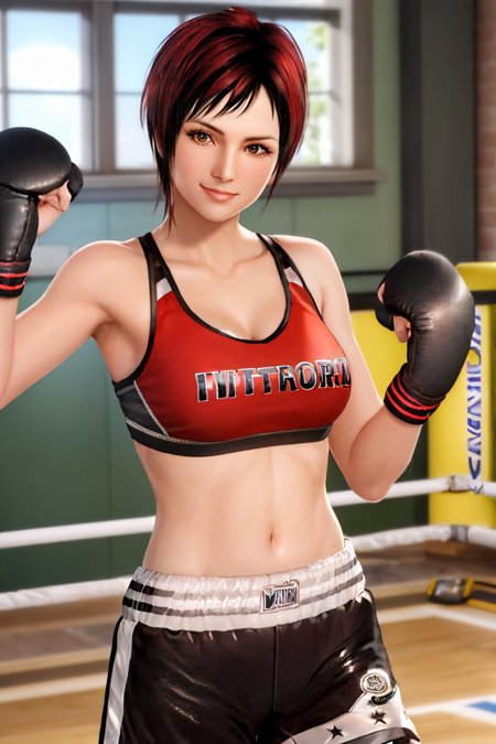 doamila sports bra black shorts boxing gloves midriff