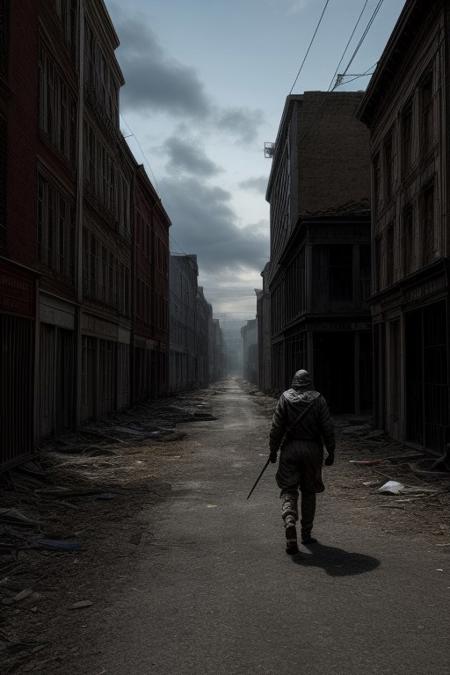 Quarantine Zone of a Plague: Abandoned streets, quarantined individuals, and the desperate search for a cure.