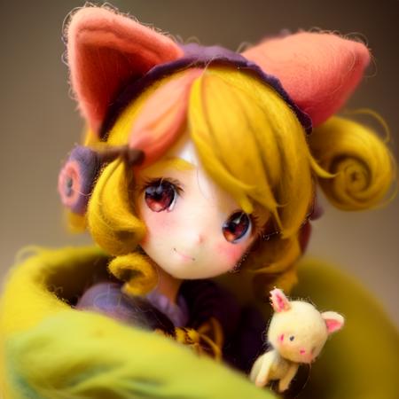 <lora:kFelted:1> cute girl felted