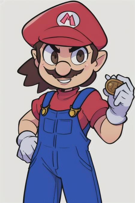 <lora:SuperMario:0.4>
SuperMario wearing overalls and holding coins in his hand