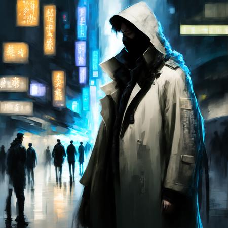 photo, Cyber Hacker Man standing, wearing Trenchcoat in the Streets of Hong Kong (CyberHacker style:1)  <lora:djzCyberHacker:0.8>