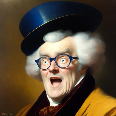 (ducreux style:1) a painting of a man with a surprised look on his face <lora:djzDucreuxV21_LoraBooth:1>