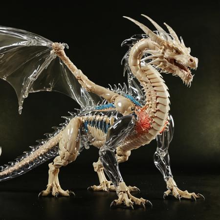 A transparent dragon its insides are visible through transparent skin, fullbody,
High quality, high resolution, 8K, 