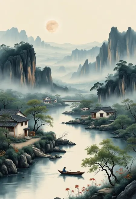 DP_Ink Wash Landscape Style_Landscape Scene Generation