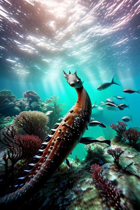 seahorse, seaweed, kelp, underwater, bubbles, seashell