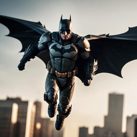 cinematic film still of  <lora:batman cyborg:1>
batman cyborg a cyborg exoskeleton batman flying through the air with a futuristic tactical bat wings in the year 2042, shallow depth of field, vignette, highly detailed, high budget, bokeh, cinemascope, moody, epic, gorgeous, film grain, grainy