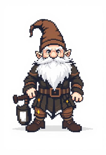 Pixel art dwarf on white background