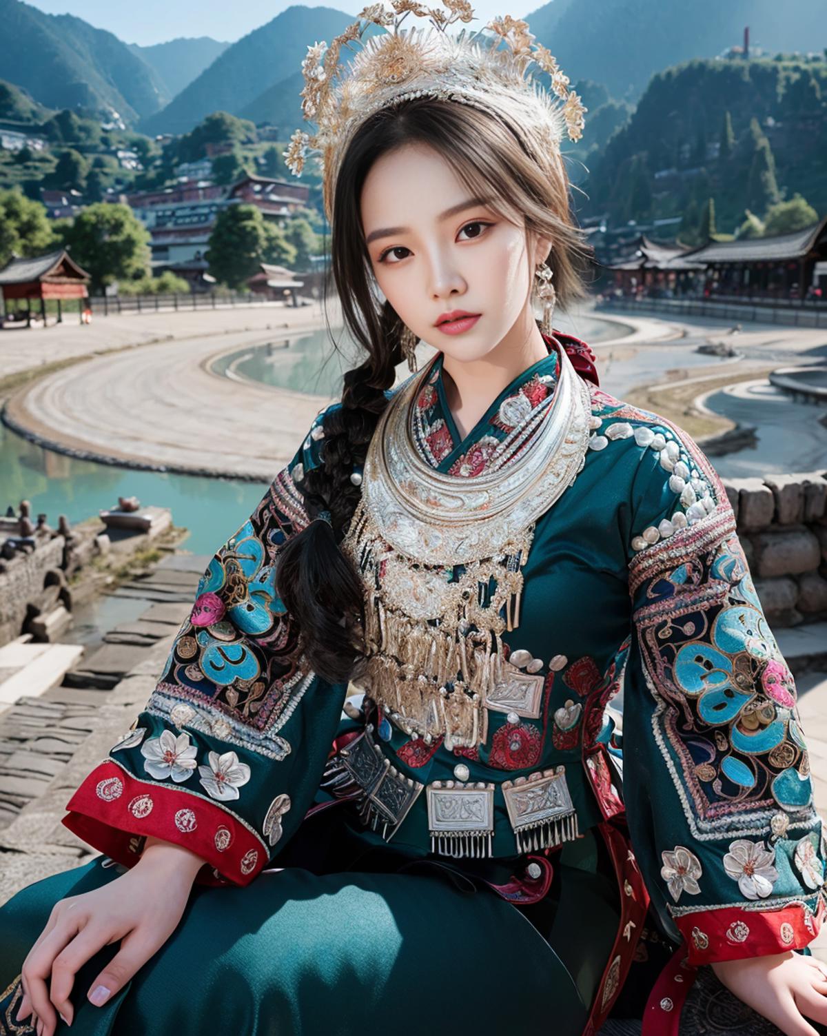 苗族服装| Hmong costume - 青蓝| cyan | Stable Diffusion LoRA | Civitai