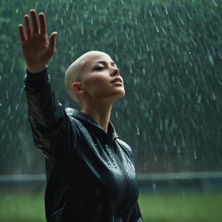 cinematic film still of  <lora:perfection style:0.1>
 <lora:detailed:0.3>
 <lora:Chiaroscuro Lighting Style:0.3>
A detailed and A perfect photo of a bald woman is standing in the rain and reaching up with her hands in sky,hand focus,cinematic hand,best hand,better hand,awesome hand,different hand,side view,solo,open mouth,black hair,1boy,closed eyes,upper body,male focus,arms up,profile,rain,sportswear,realistic,very short hair,buzz cut,perfection,different color,perfect color,realistic,realism,detailed background,perfect background,different background,bald ,perfect style, perfection style, detailed style, shallow depth of field, vignette, highly detailed, high budget, bokeh, cinemascope, moody, epic, gorgeous, film grain, grainy