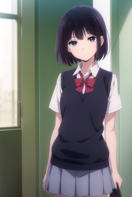 hanabiyasuraoka, <lora:hanabi yasuraoka s1-lora-nochekaiser:1>,
hanabi yasuraoka, short hair, black hair, (black eyes:1.5),
BREAK skirt, bow, school uniform, shoes, socks, bowtie, kneehighs, sweater vest,
BREAK indoors, classroom,
BREAK looking at viewer, (cowboy shot:1.5),
BREAK <lyco:GoodHands-beta2:1>, (masterpiece:1.2), best quality, high resolution, unity 8k wallpaper, (illustration:0.8), (beautiful detailed eyes:1.6), extremely detailed face, perfect lighting, extremely detailed CG, (perfect hands, perfect anatomy),