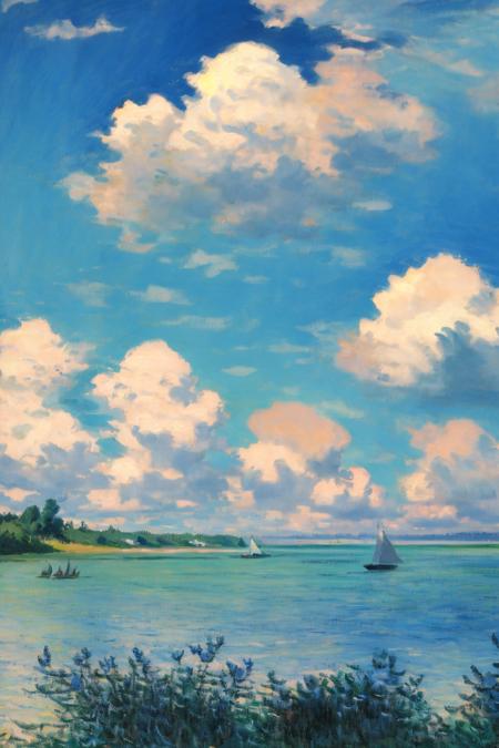 Monet style, beach, boat, cloud, sky, traditional media, water, watercraft, monai\(style\)<lora:monai style_20230820005418:0.9> (masterpiece:1,2), best quality, masterpiece, highres, original, extremely detailed wallpaper, perfect lighting,(extremely detailed CG:1.2), drawing, paintbrush,