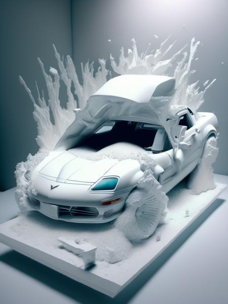 <lora:DanielArsham:1>1996 corvette by Daniel Arsham, eroded crystals