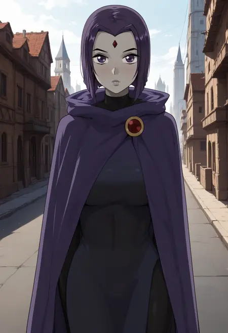 Raven, Rachel Roth, human-demon hybrid, (Teen Titans, 18titans), LoRA, PonyXL