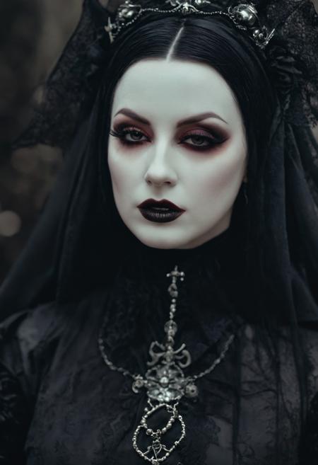 Dark art chdmchlwrd style, close up of a beautiful goth, glamour shoot, macabre, sinister, extremely lifelike, realistic skin texture, raytracing, sharp focus, 8k, hdr, masterpiece, photography, dslr, kodachrome, 35mm photograph, analog film, professional, highly detailed
