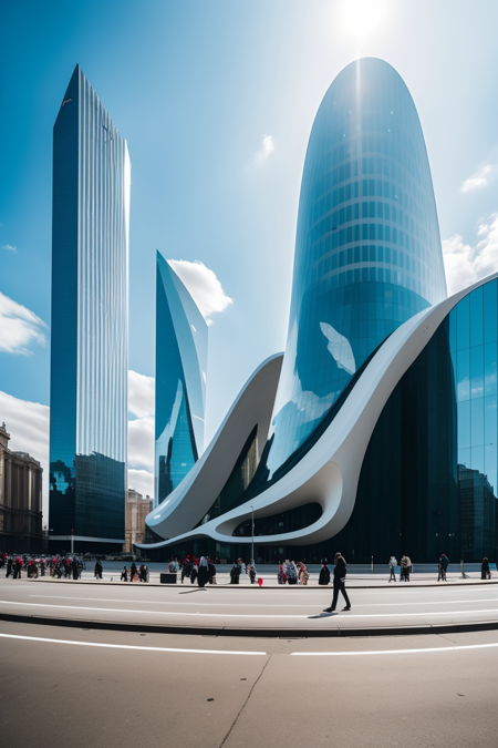 <lora:JJsNeoFuturism:.7>  , ((Neo Futurism)), ((masterpiece)), ((best quality)), real world location, realistic, high detailed, (outdoor) , no human, building, sky, day, cloud, street, city, skyscaper, curvy,, photography, capturing moments, storytelling, creative composition