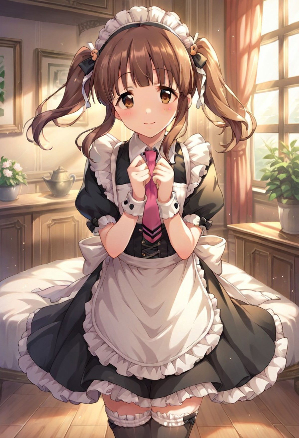 score_9, score_8_up, score_7_up, source_anime,ogata chieri, brown hair, twintails, brown eyes,1girl, solo, maid, twintails...