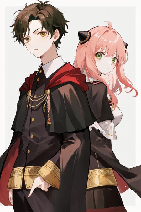 1boy damian 1girl anya eden academy uniform capelet