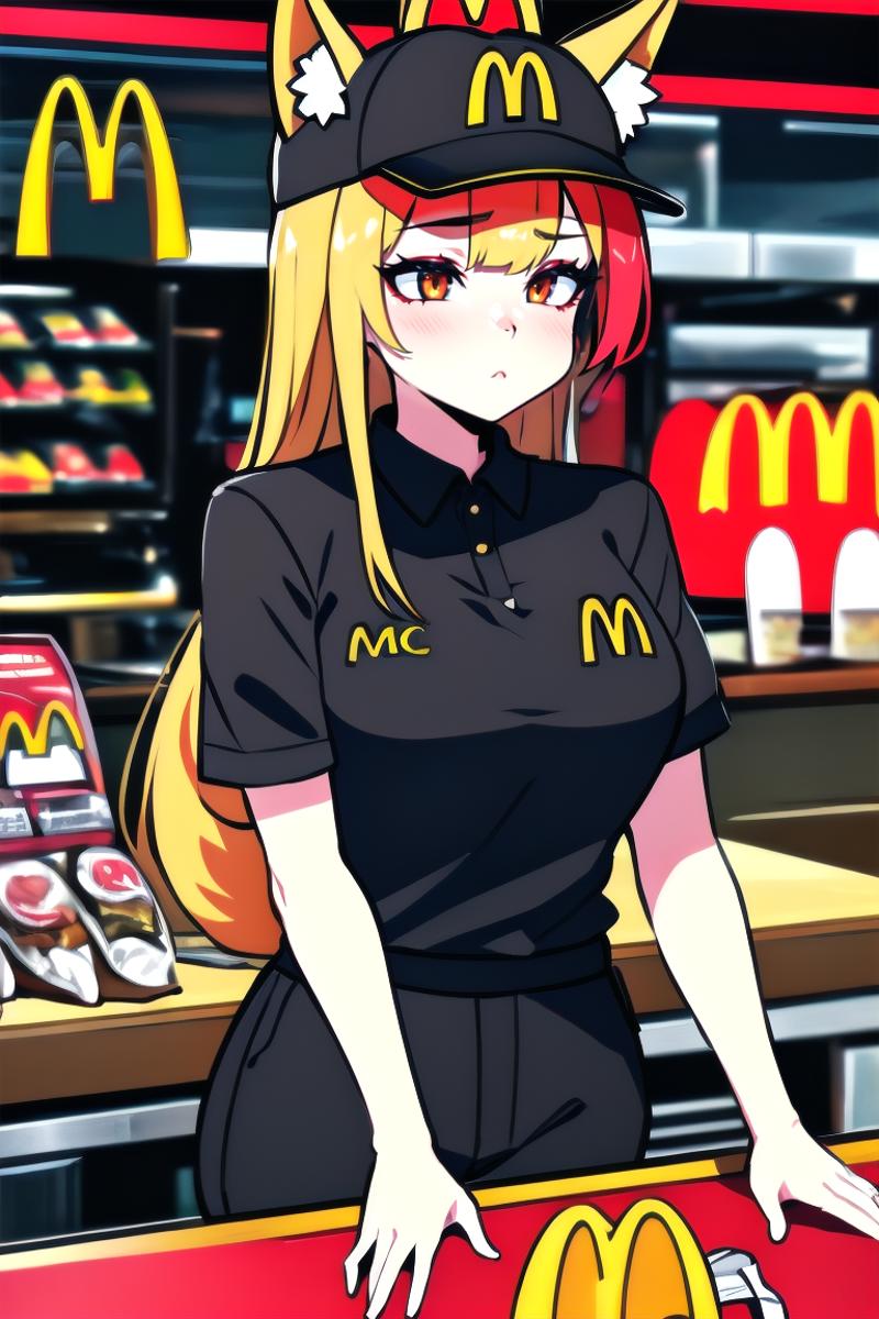 McDonalds Uniform (black) | Outfit LoRA image by Kaikuu