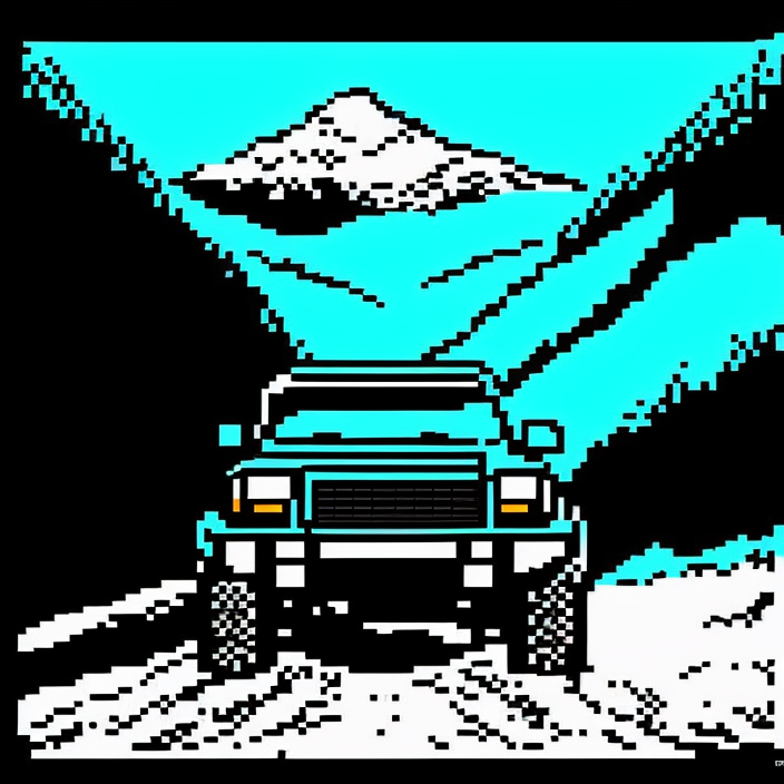 Expensive SUV fully frozen stuck in snowdrift, amazing nature, on mountain, teletext