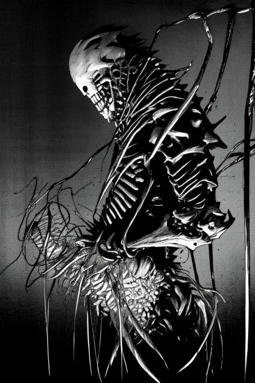 abara, black gauna, bones, cables, experiment, lab, monochrome, (best quality, highly detailed, best art:1.3) <lora:ABARA-...