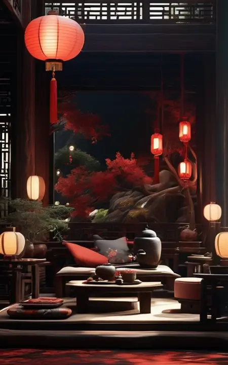 【新中式】朱砂黑檀调 Red and Dark Wood Chinese Interior