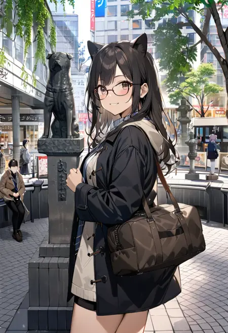 ハチ公前(渋谷) Bronze statue of Hachiko in front of Shibuya Station, TOKYO SDXL