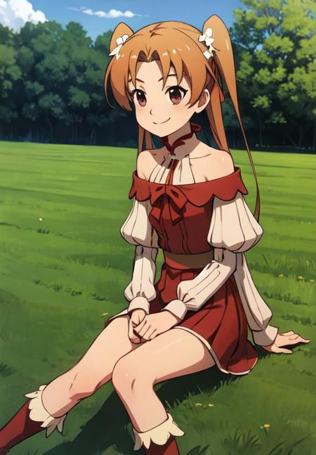 <lora:gate_st:0.8>, gate_st, smile, sitting, grass