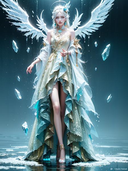 fantasy style,masterpiece,best quality,dress,white hair,long hair,floating hair,detailed face,pov,full body,
1girl,queen,,ice sculpture of a phoenix ,(broken ice blocks),(((water mist))),looking at viewer,
<lora:elf dress:0.7> <lora:DreamGlow:1.2:LIGHT>,<lora:8ymmmz95t7jn_neg_bdsqlsz_V2:-2>,