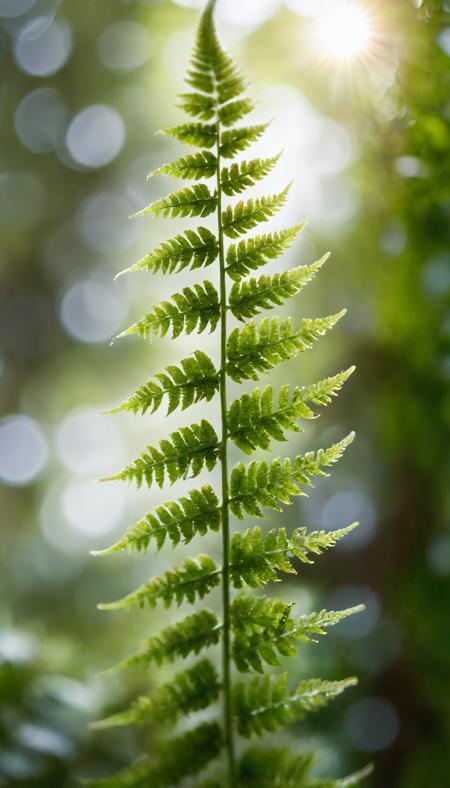 close-up of a fern leaf. The leaf is in focus, while the background is blurred, fern has a spiral-like shape with small, green leaves that are curled and frayed at the edges, background is out of focus and blurred.