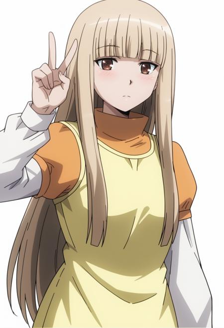 misumi kashiko,  brown eyes, long hair, blonde hair, layered sleeves, dress