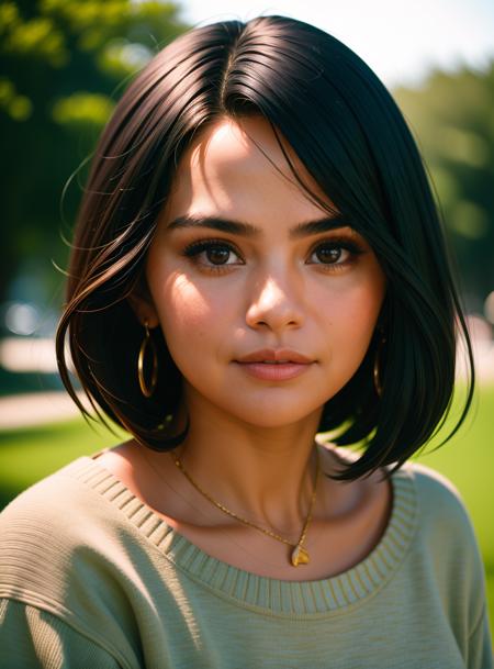 upper body, young adult woman <lora:epiCRealismHelper:1> outside, beautiful woman<lora:S3l3n4G0m3z4-RealPersonTraining_4L-byShurik:1> Hispanic,
wearing (sweater), portrait, beautiful face, pretty eyes, outside, portrait, park, trees, teeth, eyes open, ward winning photo, best quality, upper body, Hannahowo, windblown black hair, by lee jeffries nikon d850 film stock photograph 4 kodak 400 camera f1.6 lens rich colors hyper realistic lifelike texture natural lighting unreal engine trending on artstation cinestill 800, (100mm lens)